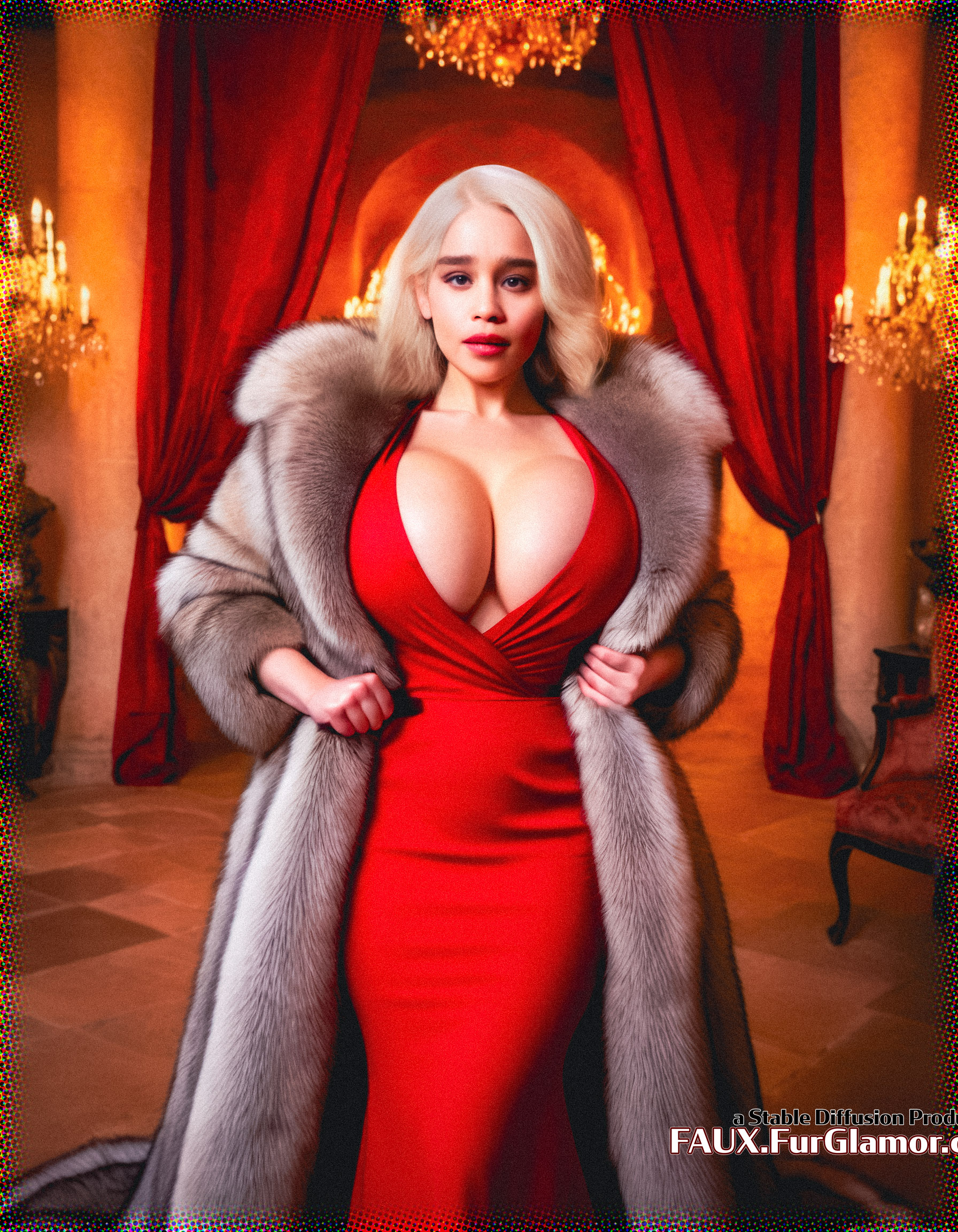 Stable Diffusion Render of Emilia Clarke in a Fur Coat