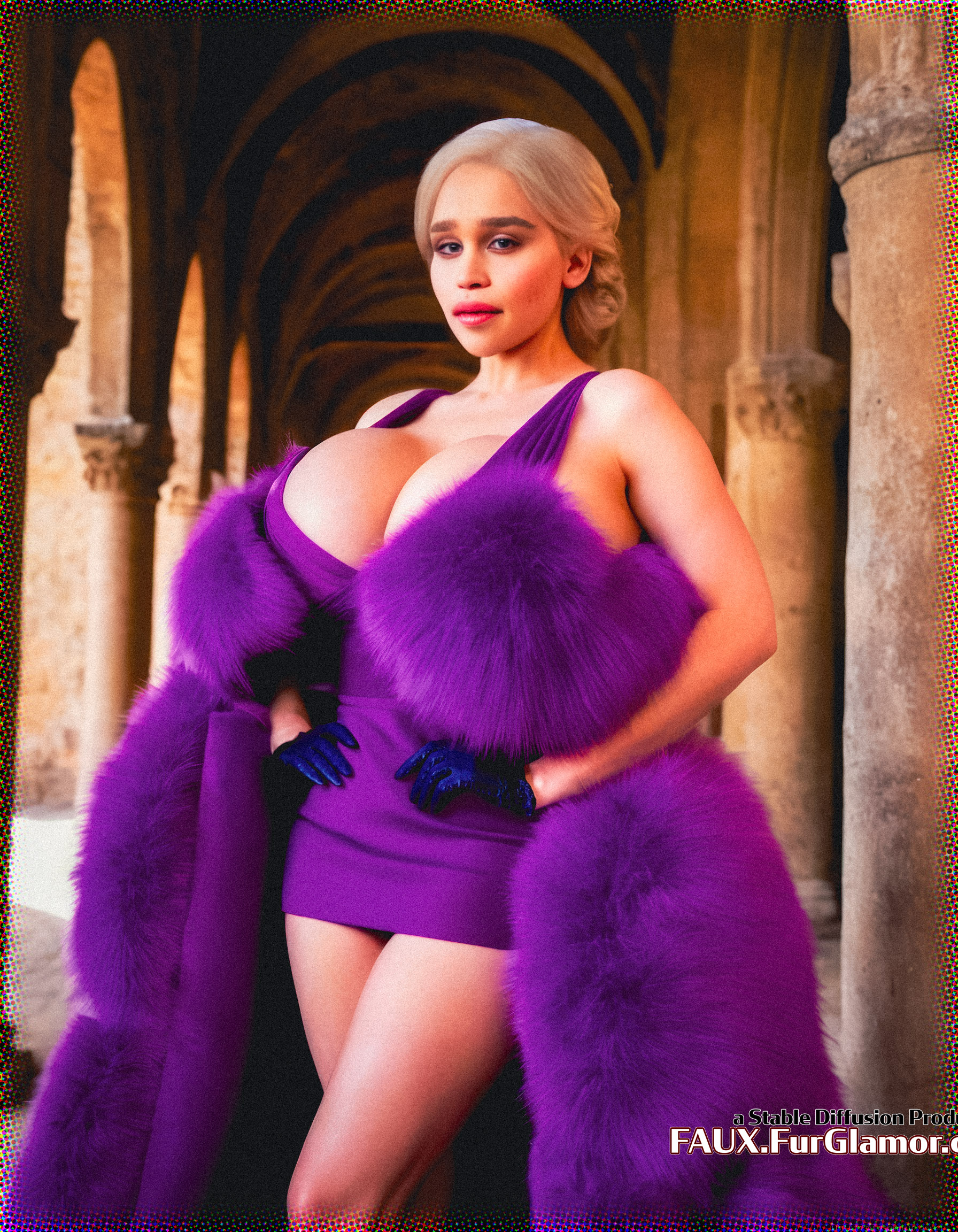 Stable Diffusion Render of Emilia Clarke in a Fur Coat