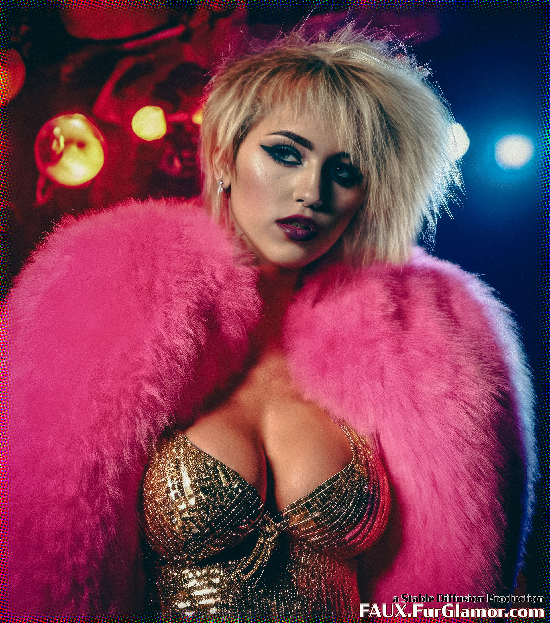 Stable Diffusion Render of Miley Cyrus in a Fur Coat