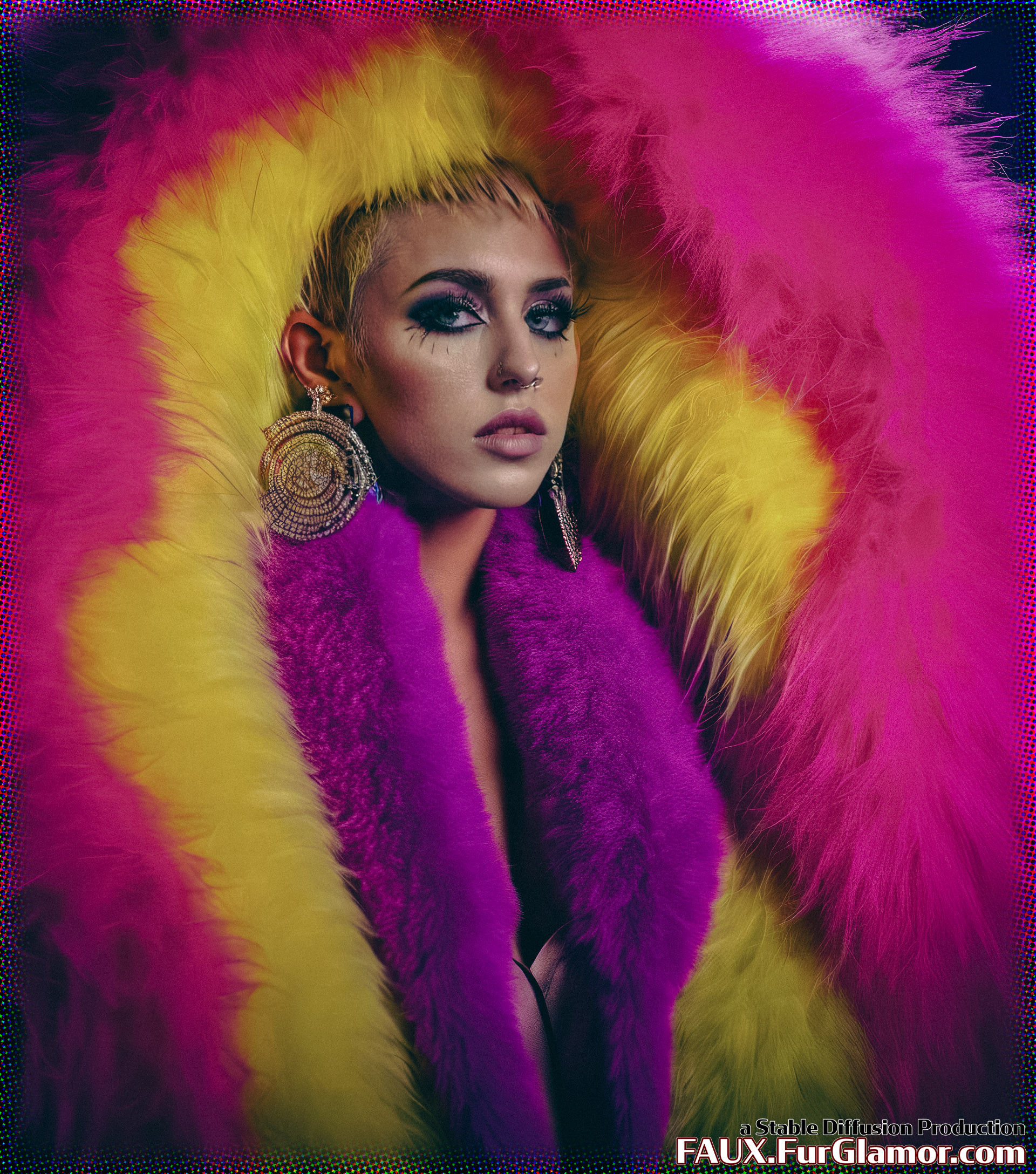 Stable Diffusion Render of Miley Cyrus in a Fur Coat