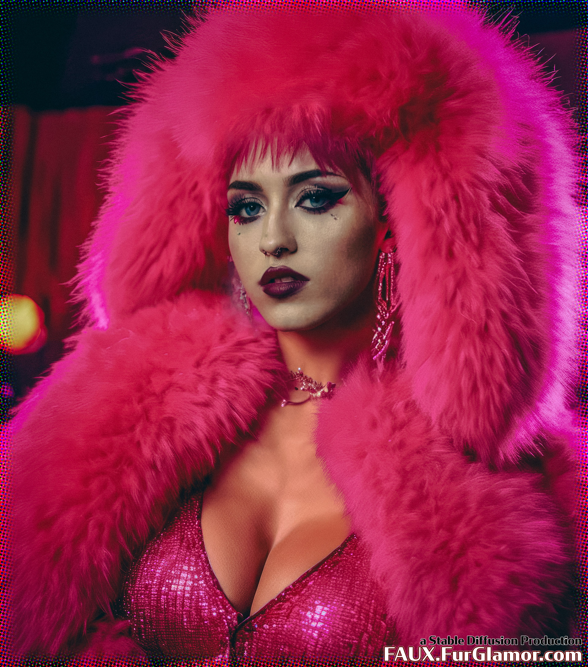 Stable Diffusion Render of Miley Cyrus in a Fur Coat