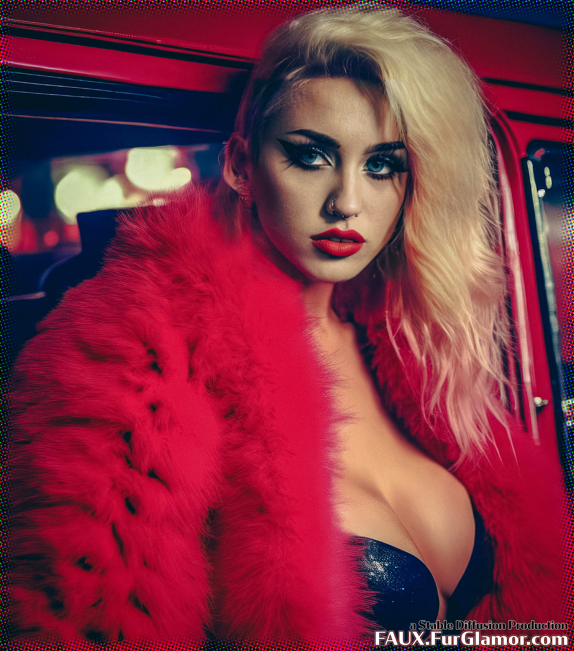 Stable Diffusion Render of Miley Cyrus in a Fur Coat