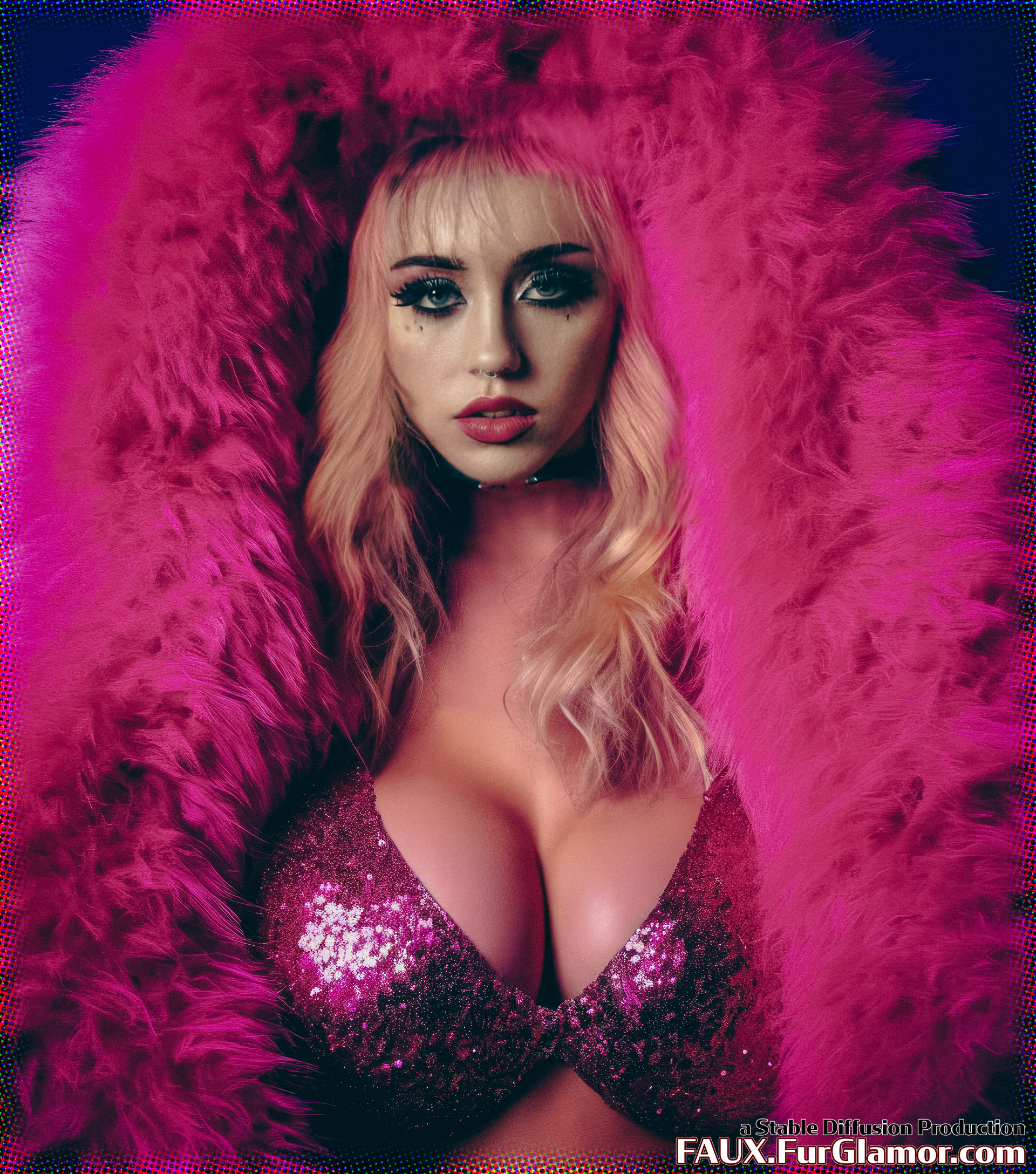 Stable Diffusion Render of Miley Cyrus in a Fur Coat