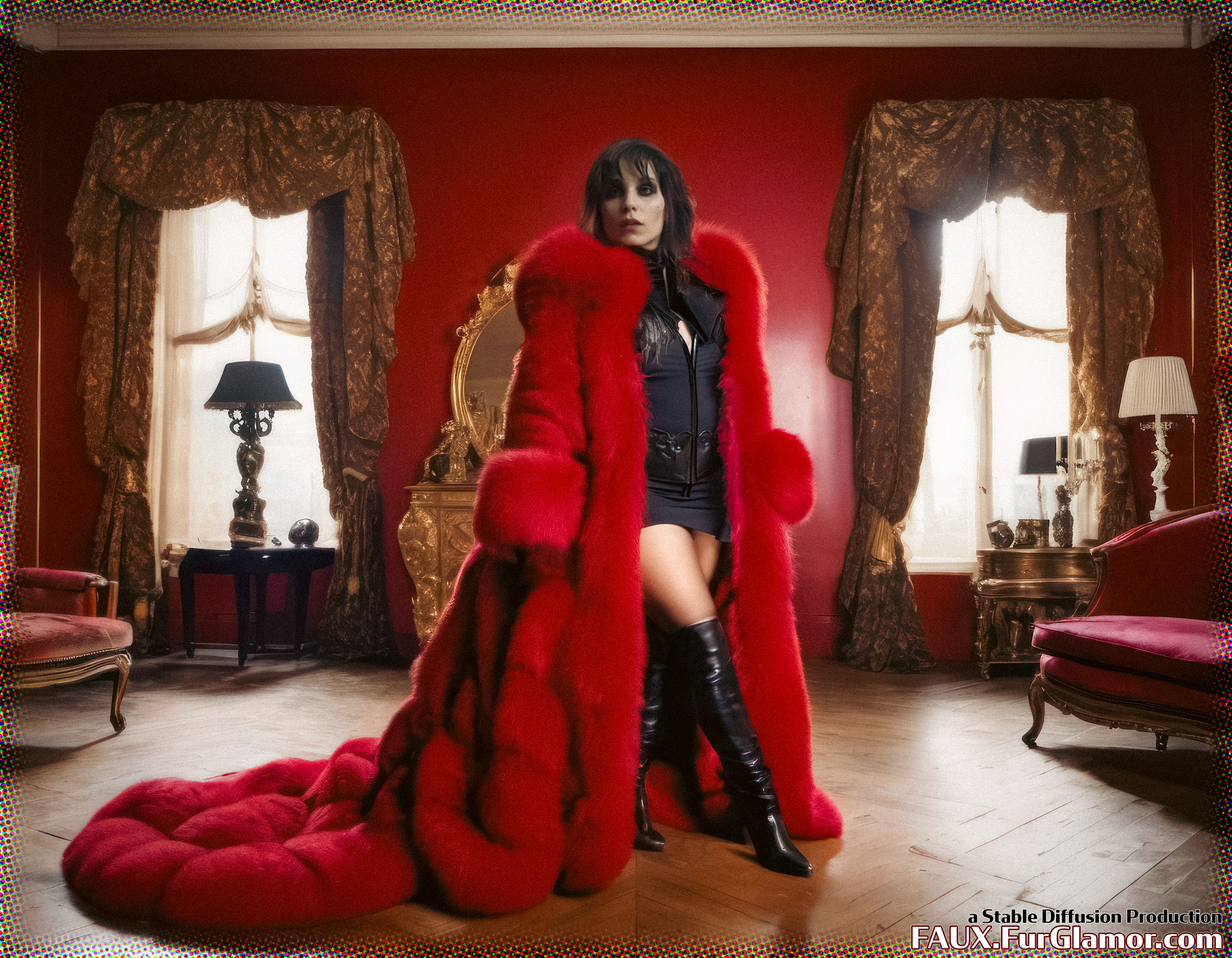 Stable Diffusion Render of Noomi Rapace in a Fur Coat