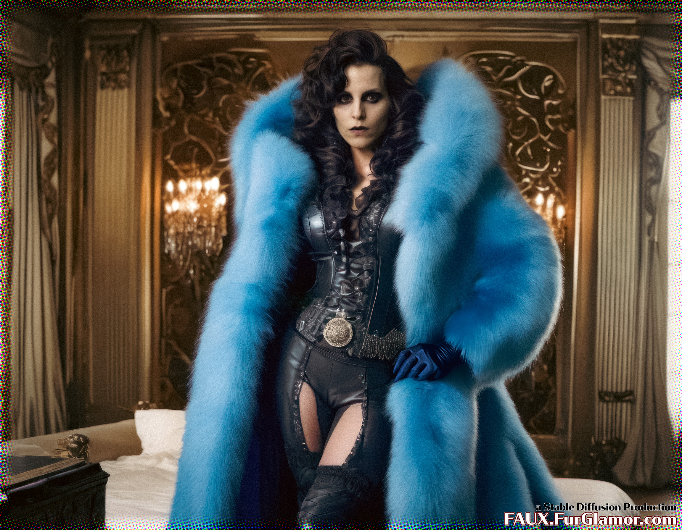 Stable Diffusion Render of Noomi Rapace in a Fur Coat