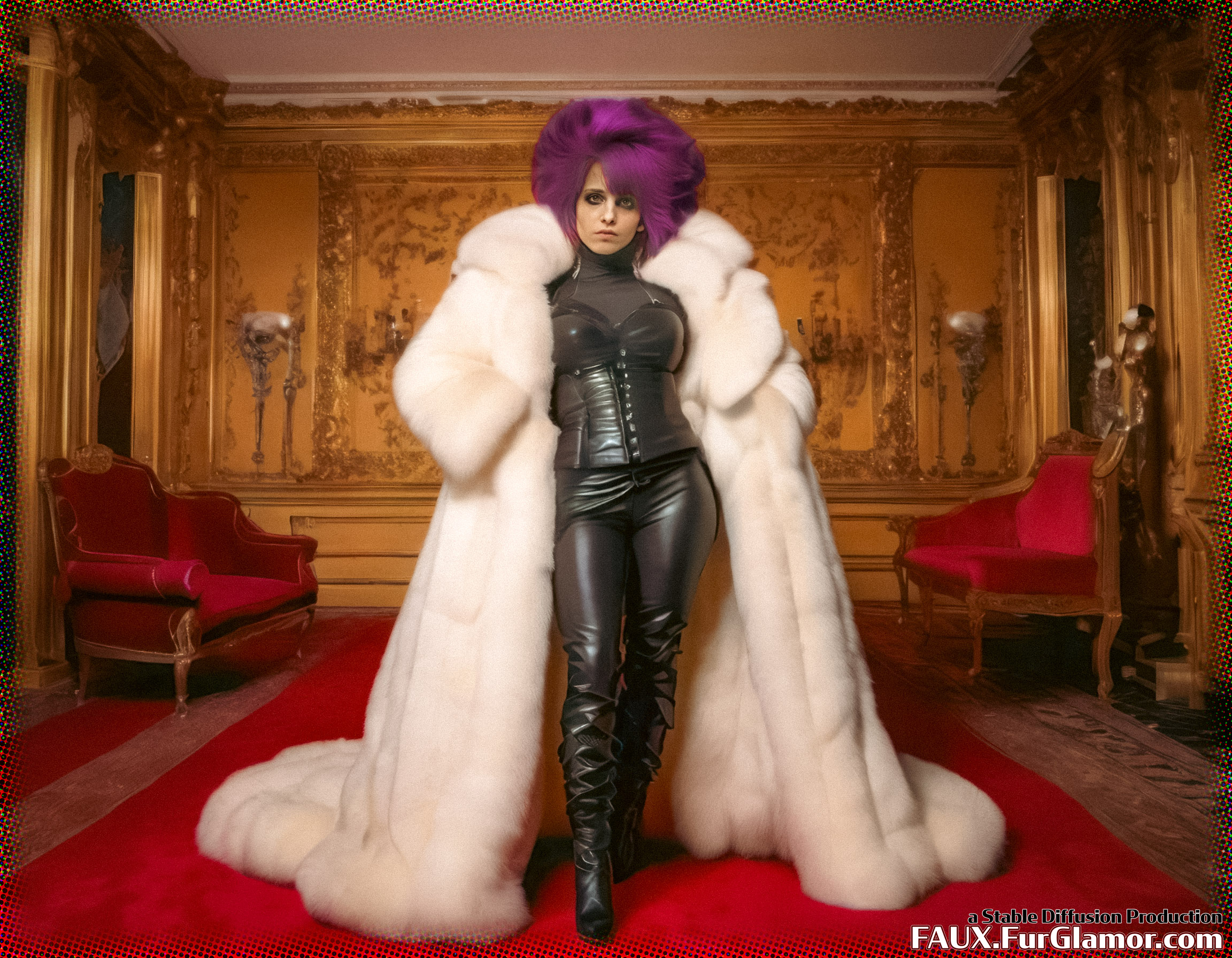 Stable Diffusion Render of Noomi Rapace in a Fur Coat