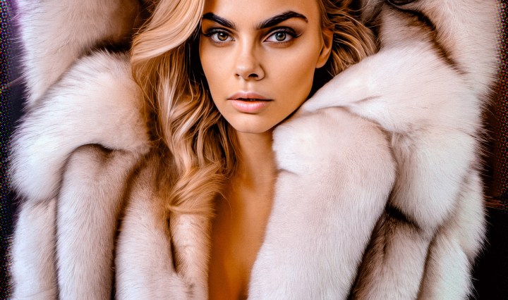 Stable Diffusion Render of Cara Delevingne in a Fur Coat